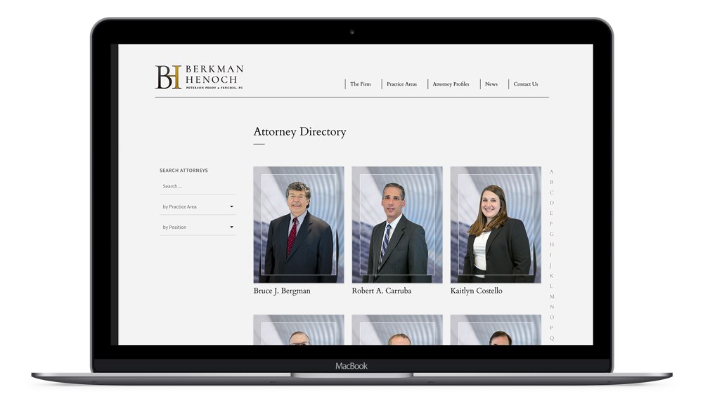Law firm web design on laptop