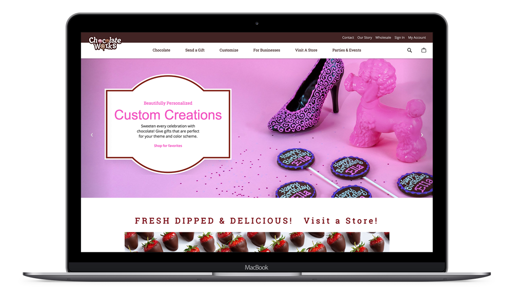 Chocolate Works eCommerce Website on laptop
