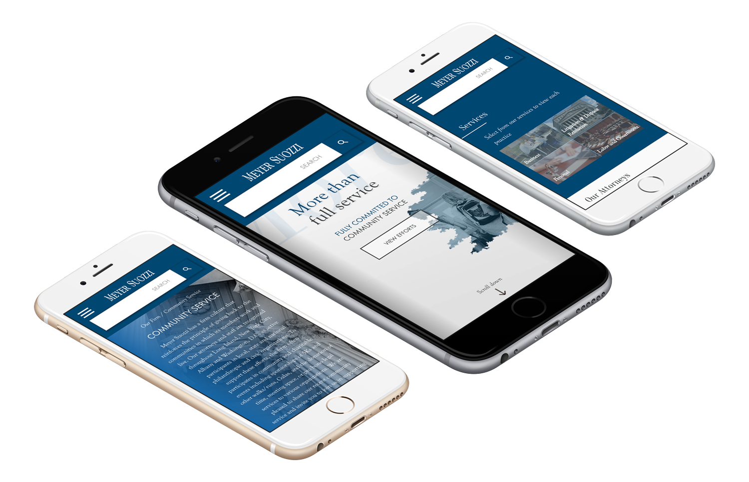 Meyer Suozzi - Law Firm Web Design & Marketing Strategy Project on mobile devices