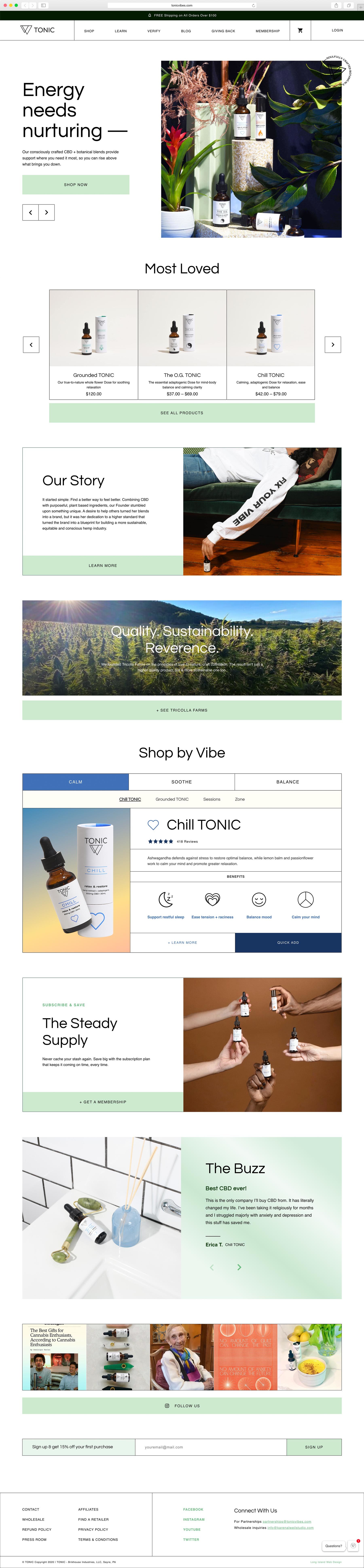 Tonic | E-commerce web design | website redesign | BOWEN Web Design Agency | Long Island Web Design